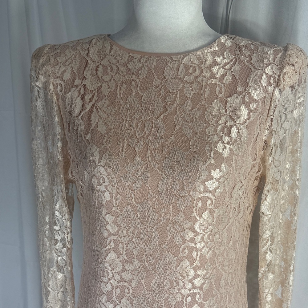 Ursula of Switzerland Lace Long Sleeve Dress in Rose Gold Size 8 - Picture 4 of 12
